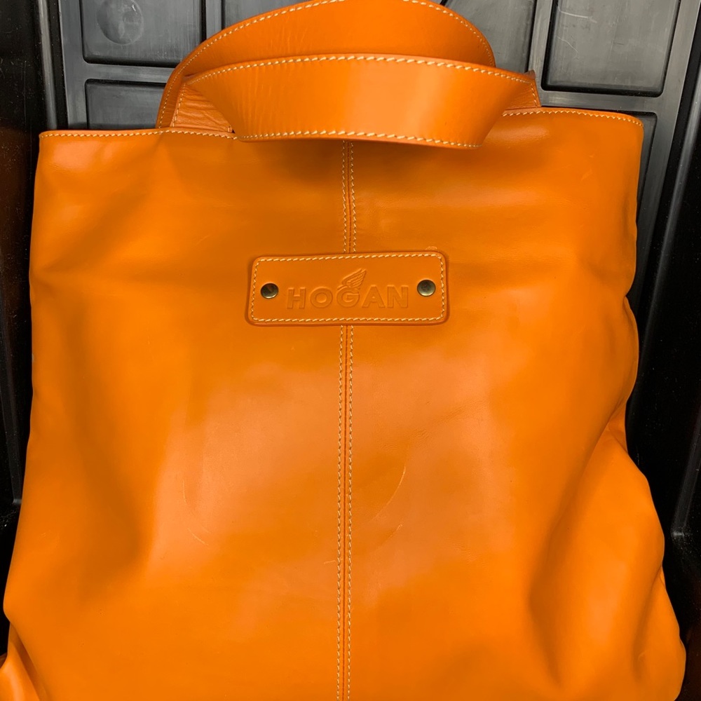 Hogan tote‎ bag Orange Jaguar leather shoulder
